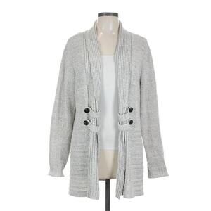 Fortune + Ivy black and white cable knit Open cardigan With Large Sweater